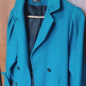 Teal Wool Coat Pea Coat Style Vintage